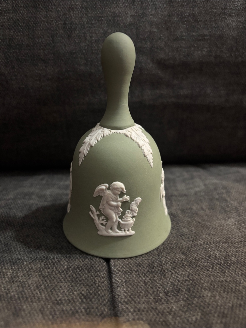 Wedgwood-Style Sage Green Jasperware Decorative Bell